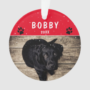 Cute Paw Red Dog or Pet Christmas Photo Ornament
