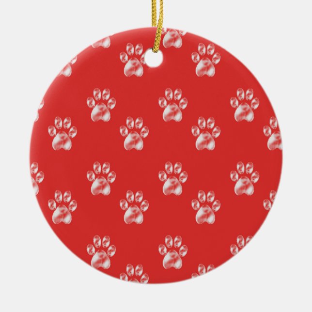 Cute Paws Ceramic Tree Decoration (Front)