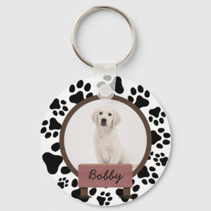 cute paws christmas holiday Custom Dog Photo Key Ring