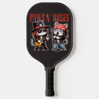 Cute Paws 'N Roses Funny Back Cat Lovers Gift Pickleball Paddle