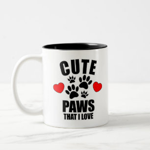 Cute Paws That I Love Two-Tone Coffee Mug