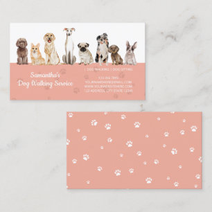 Cute Paws Watercolor Dogs Business Card