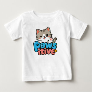 Cute Pawsitive Kawaii Cat Cartoon Baby T-Shirt