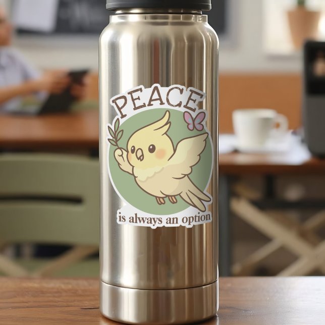 Cute Peace Cockatiel w/ Olive Branch Adorable Bird (Peaceful pastel cockatiel sticker with olive branch; a cute reminder that softness is strength.)