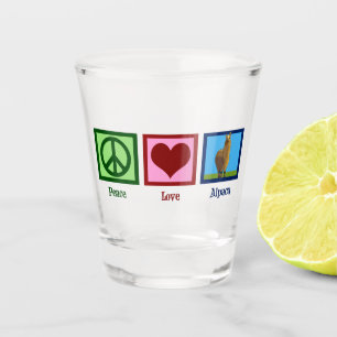 Cute Peace Love Alpaca Shot Glass
