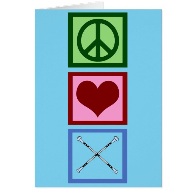 Cute Peace Love Baton Twirling Blue Card (Front)