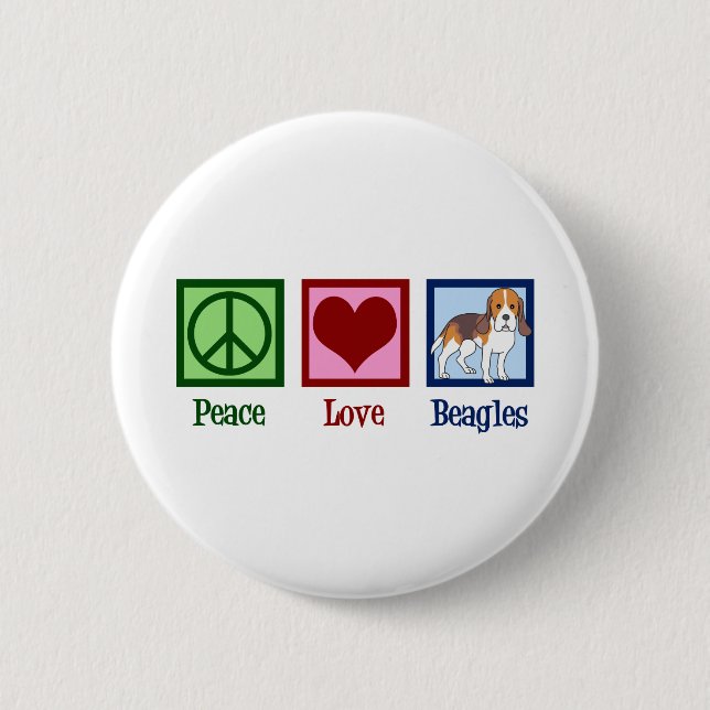 Cute Peace Love Beagles 6 Cm Round Badge (Front)