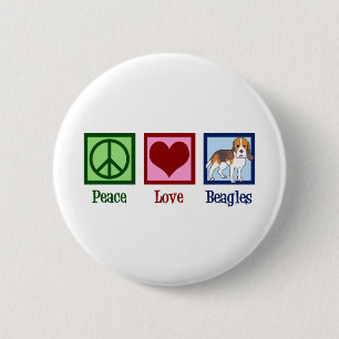 Cute Peace Love Beagles 6 Cm Round Badge