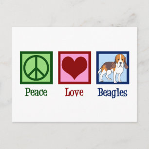 Cute Peace Love Beagles Postcard