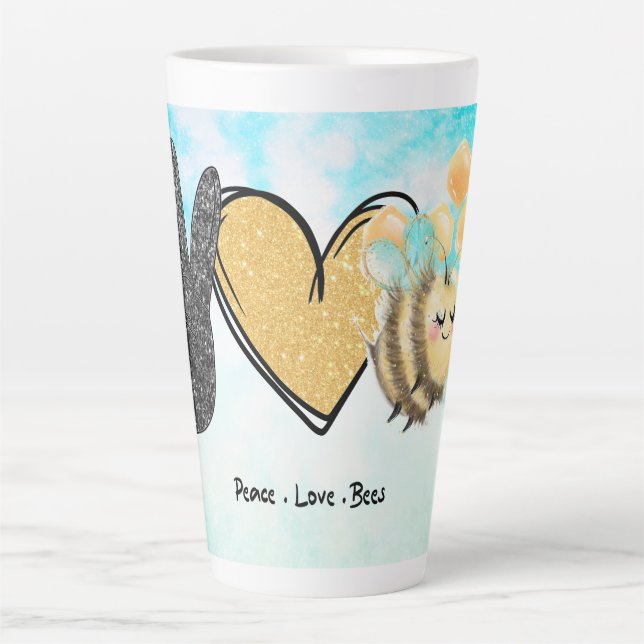 Cute Peace Love Bees  Latte Mug (Front)