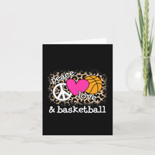 Cute Peace Love Bysketbyll Leopard Print Women Men Card