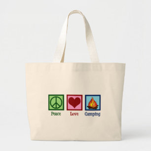 Cute Peace Love Camping Large Tote Bag