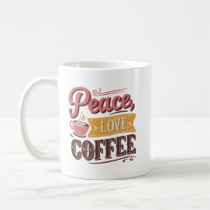 Cute peace love coffee word art mug
