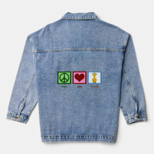 Cute Peace Love Giraffe Women's Denim Jacket