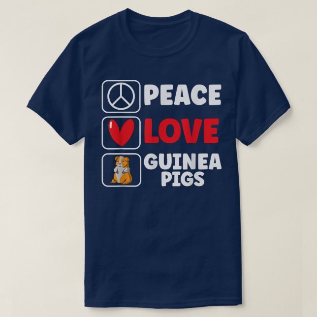 Cute Peace Love Guinea Pigs  T-Shirt (Design Front)