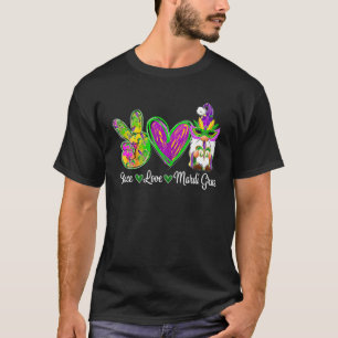 Cute Peace Love Mardi Gras Gnome Costume Party Lov T-Shirt