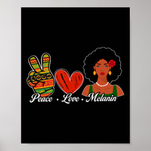 Cute Peace Love Melanin Black History Month Afro G Poster