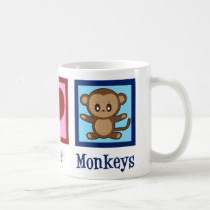 Cute Peace Love Monkeys Coffee Mug
