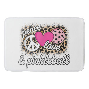 Cute Peace Love Pickleball Player Funny Pickle Bal Bath Mat