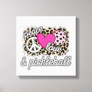 Cute Peace Love Pickleball Player Funny Pickle Bal Canvas Print