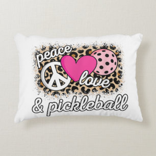 Cute Peace Love Pickleball Player Funny Pickle Bal Decorative Cushion