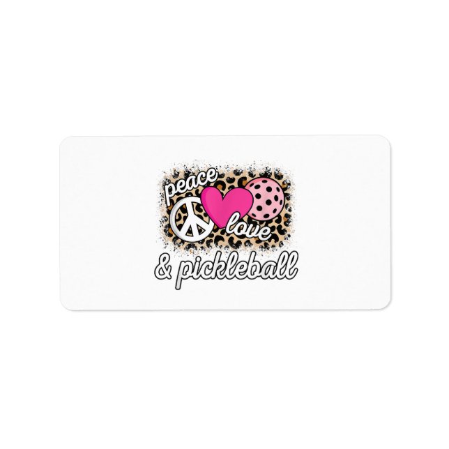 Cute Peace Love Pickleball Player Funny Pickle Bal Label (Front)