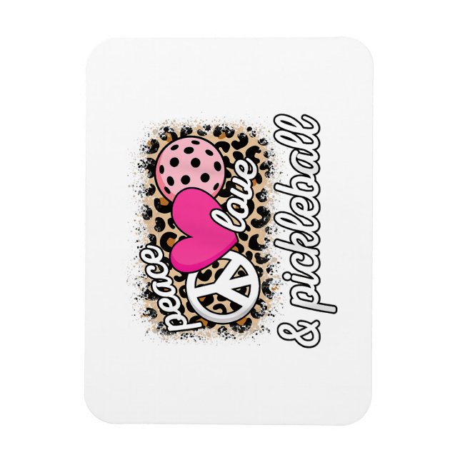 Cute Peace Love Pickleball Player Funny Pickle Bal Magnet (Vertical)