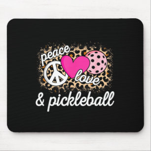 Cute peace love pickleball player funny pickle bal mouse mat