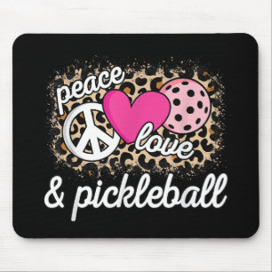 Cute Peace Love Pickleball Player Funny Pickle Bal Mouse Mat