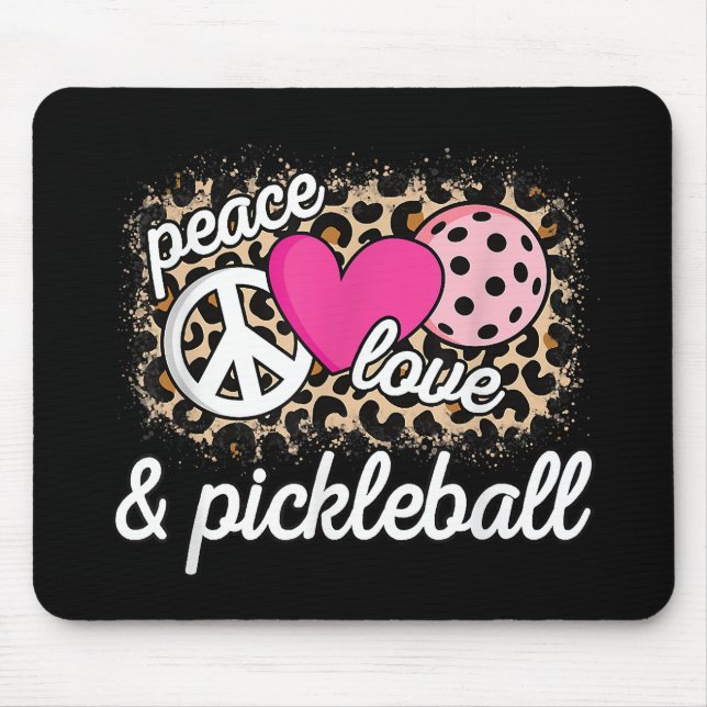 Cute Peace Love Pickleball Player Funny Pickle Bal Mouse Mat (Front)