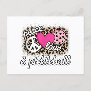 Cute Peace Love Pickleball Player Funny Pickle Bal Postcard