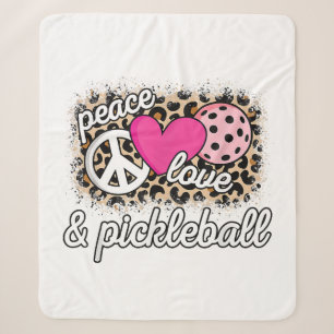 Cute Peace Love Pickleball Player Funny Pickle Bal Sherpa Blanket