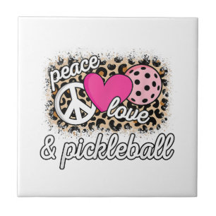 Cute Peace Love Pickleball Player Funny Pickle Bal Tile