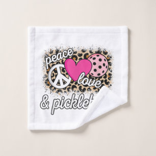 Cute Peace Love Pickleball Player Funny Pickle Bal Wash Cloth