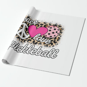 Cute Peace Love Pickleball Player Funny Pickle Bal Wrapping Paper