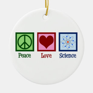 Cute Peace Love Science Teacher Ceramic Tree Decoration