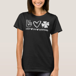 Cute Peace Love Shenanigans Shamrock Happy St Patr T-Shirt