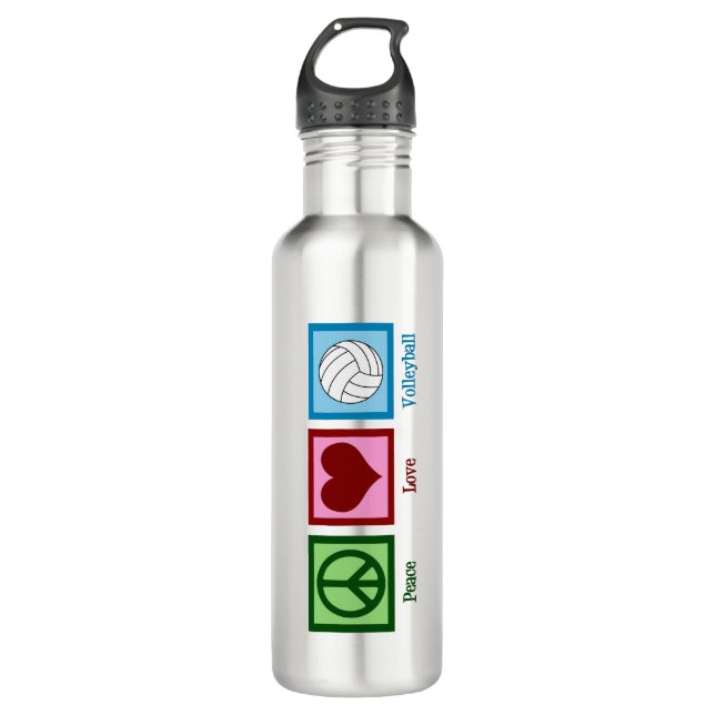 Cute Peace Love Volleyball 710 Ml Water Bottle (Front)