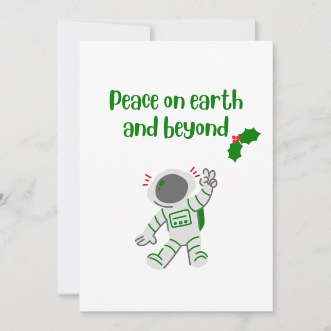 Cute peace on earth space holiday Christmas card  (Front)