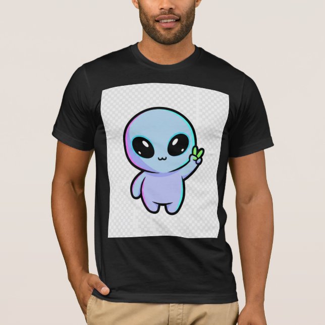 Cute Peace Sign Alien T-Shirt (Front)