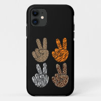 Cute Peace Sign Animal Print Toddler Boys Retro