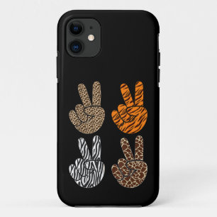 Cute Peace Sign Animal Print Toddler Boys Retro iPhone 11 Case