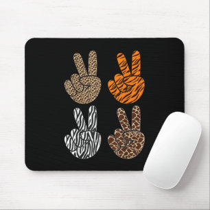 Cute Peace Sign Animal Print Toddler Boys Retro Mouse Mat