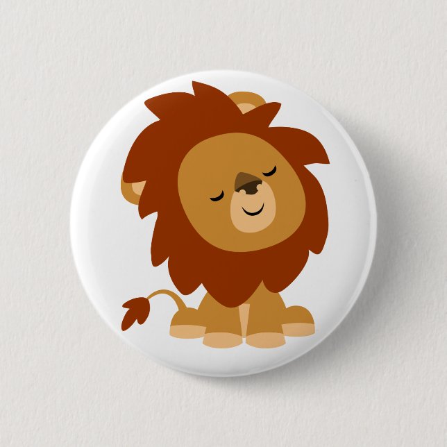Cute Peaceful Cartoon Lion Button Badge (Front)