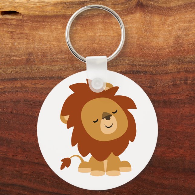 Cute Peaceful Cartoon Lion Keychain (Front)