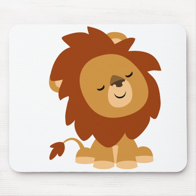 Cute Peaceful Cartoon Lion Mousepad (Front)