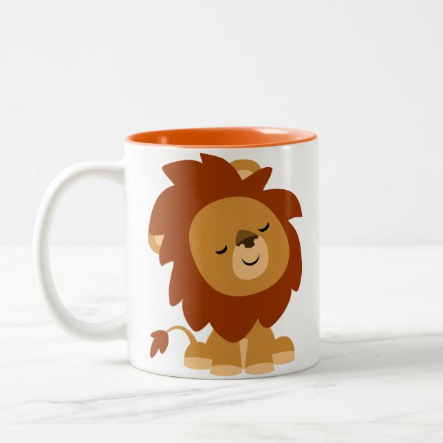 Cute Peaceful Cartoon Lion Mug (Left)