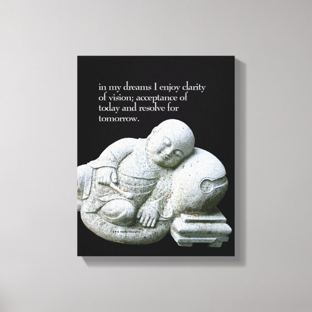 Cute Peaceful Sleeping Young Monk Stone Sculpture Canvas Print (Front)