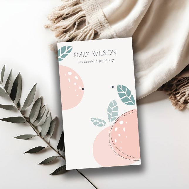 Cute Peach Abstract Fruit Bold Earring Display Business Card (Creator Uploaded)