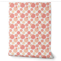 Cute Peach and Pink Hexagons Geometric Pattern